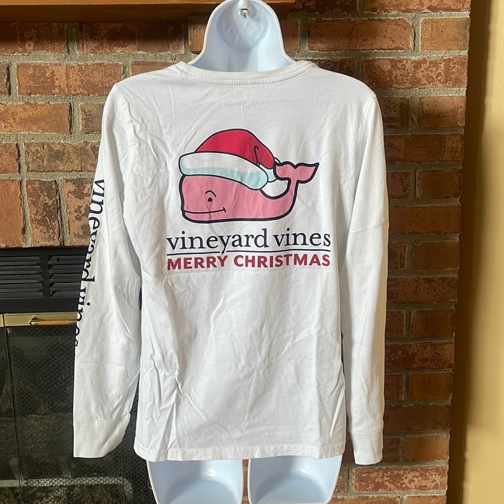 Vineyard Vines White Merry Christmas Long Sleeve Shirt
